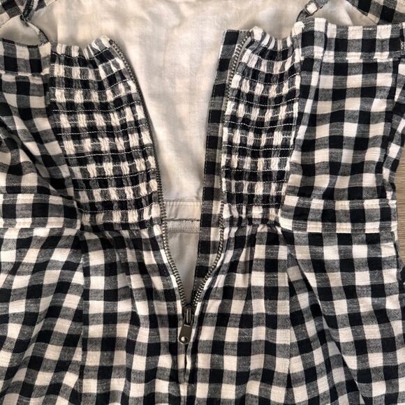 Abercrombie & Fitch Gingham Check Mini Dress XS Black White Square Neck - Picture 6 of 11